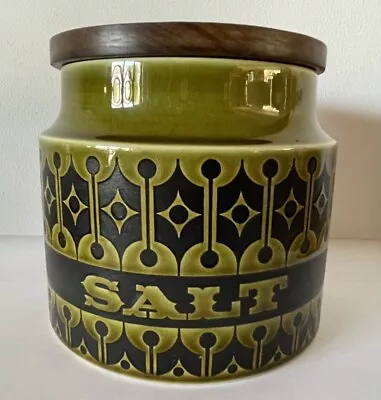 Buy VINTAGE HORNSEA SCROLL SALT STORAGE JAR GREEN 1970s JOHN CLAPPISON • 6.51£