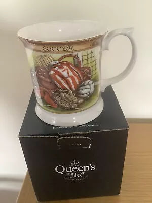 Buy Queens Fine Bone China Soccer Themed Mug Tankard Style New Boxed • 8£