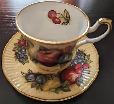 Buy 1950Vintage Queen's Crownford Bone China Antique Fruit Series TeaCup&Saucer Set  • 10.99£