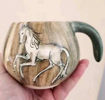 Buy Vintage Hand-Painted Devon Studio Pottery Horse Cup • 18£