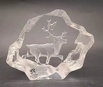 Buy Mats Jonasson Maleras Sweden Miniature Crystal Carved Stag Signed Paperweight • 24.99£