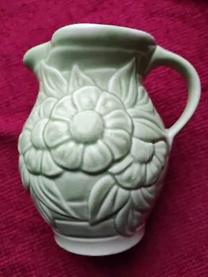 Buy Mint Green Pottery Jug, Post 1921, With Embossed Flowers  • 5£