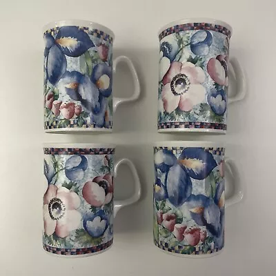 Buy 4 Vintage Iris Flower Pattern Mugs - Duchess Fine Bone China Made In England • 30.53£