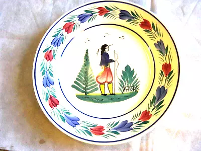 Buy Quimper Falence Pottery Plate From France 24cm. Diameter. Signed. • 19£