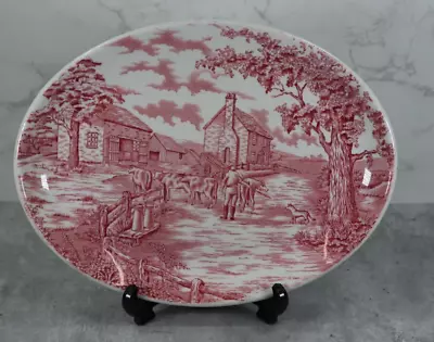 Buy Vitrified Maddock England Oval Platter Red Transfer Ware Countryside • 11.99£
