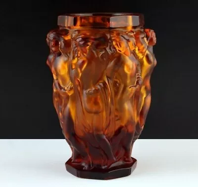 Buy Art Deco 1930' Amber Glass Bacchantes Vase H.Hoffmann By Lalique • 229.10£