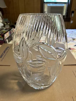 Buy Bohemian Clear Large Glass Floral Cut Design Vase By Julia • 92.43£
