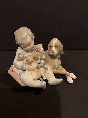 Buy Lladro “New Playmates” Boy With Dog And Puppies 5456 • 25£