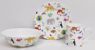 Buy One Day At The Zoo Breakfast Set 3 Pieces Plate Mug & Cereal Bowl Fine China • 21£