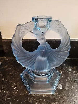 Buy Vintage Art Deco Blue Glass Beautiful Blue Glass Dancing Lady Candlestick . • 55£