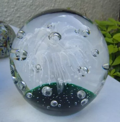 Buy Glass Paperweight Oval Round Egg Fountain Vintage Clear Controlled Bubbles • 9.95£