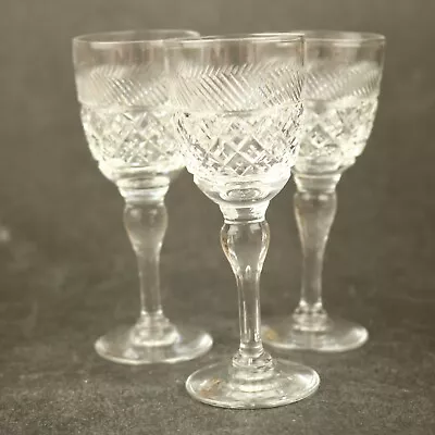 Buy Vintage Thomas Webb Crystal 3 Heirloom Small Aperitif Liqueur Glasses 10cm Tall • 15£