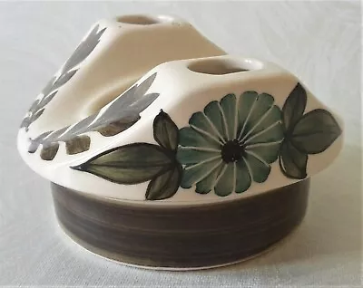 Buy Jersey Pottery Vintage Retro Three Hole Posy Vase – Green Detail - Rare • 4.99£