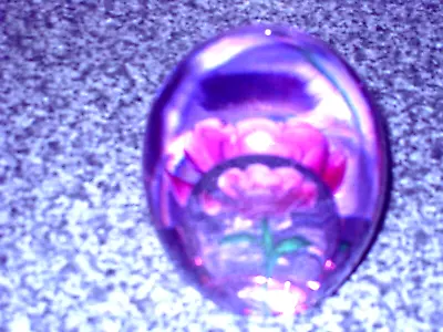 Buy Glass Paperweight WITH BEAUTIFUL PINK FLOWER • 6.50£