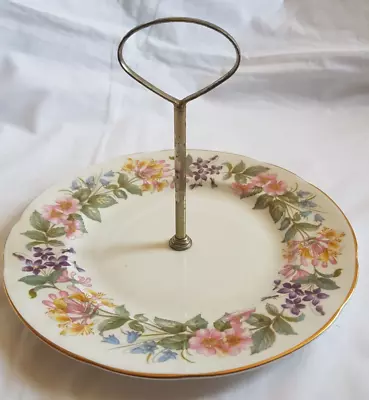 Buy Paragon, Single Cake Plate With Holder, Flower Design, Country Lane • 3.50£