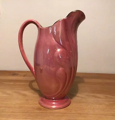 Buy Maling Pottery Lustre Ware Art Deco Pink Gold Rimmed 10.5” Jug Vase • 19.99£