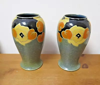 Buy X2 Vintage Brentleigh Ware Melba 461 Ceramic Art Deco Vases Floral England 7  • 19.99£