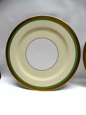 Buy Vtg Thomas Bavaria Gold Encrusted Green & Ivory Band Dinner Plate By Pickard • 46.60£