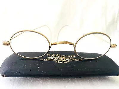 Buy ANTIQUE Gold Tone USA Franklin Looking Framed Lenses Eyeglasses With Case • 7.76£