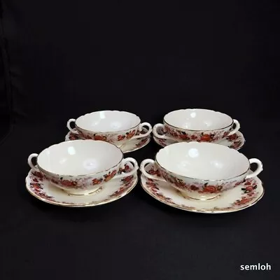 Buy Royal Cauldon Footed Set Of 4 Cream Bouillon Soup Underplate Majestic 1930-1950 • 105.29£