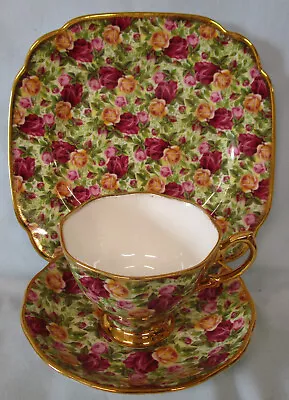 Buy Royal Albert Old Country Roses Chintz Trio Cup & Saucer & Square Salad Plate • 52.09£