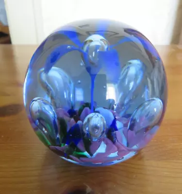 Buy Vintage Paperweight St Clair Blue Flower • 35£