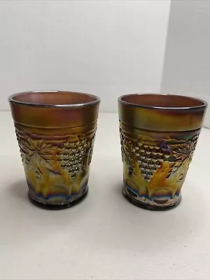 Buy Antique Northwood  GRAPE & CABLE  Amethyst Carnival Glass Tumblers 2 • 27.96£