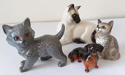 Buy BESWICK 3 X Cats & Dog - Grey Cat Damaged Ear/dog Has Tiny Chip -see Photos • 9.99£