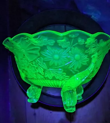 Buy Rare Uranium Glass Sowerby Dolphin Bowl; Pattern #1544 From C 1882. • 95£