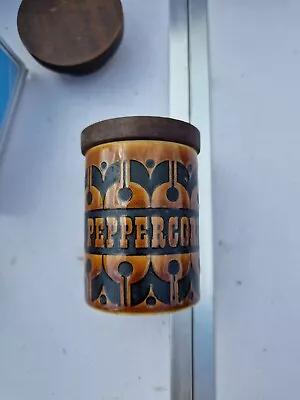 Buy Vintage Hornsea “Peppercorn” Heirloom Brown Ceramic Embossed Jar With Wooden Lid • 7£