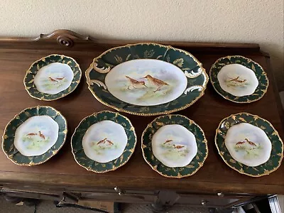 Buy Lot Set Of Vintage Antique Wild Game Bird Pheasant Platter Plates Limoges France • 274.92£