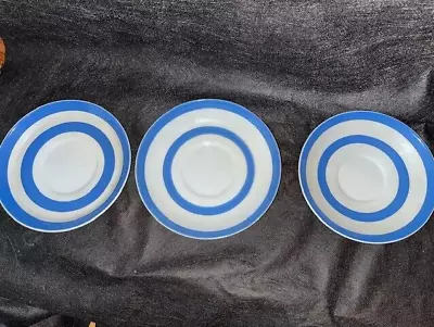 Buy 3 Different Eras Of TG Green Cornish Kitchenware Blue And White Saucers • 30£