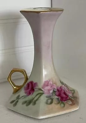 Buy T & V Limoges France Candlestick Pink Roses Gold Handle • 40.05£