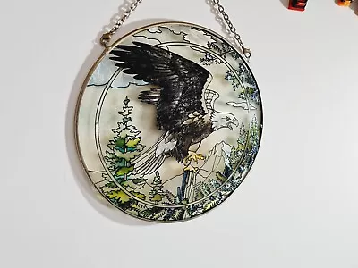 Buy Round Suncatcher Colourful Stained Glass Eagle Design Hanging Panel • 18.99£