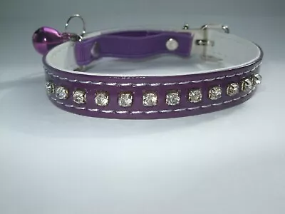 Buy Cat Collar Diamante Safety Elastic Patent Rhinestone, Crystal Bell Buckle Bling • 4.09£