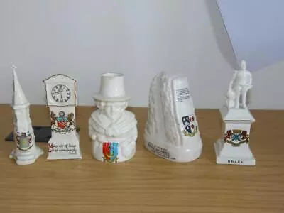 Buy BC946: Small Collection Of  5 Crested Ware, Drake, Clock, Welsh Woman, Ect • 15£