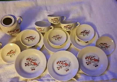 Buy Vintage Childs Tea Set 'Made In Japan' Porcelain Plates, Sauc. Cups, Teapot 16pc • 4.05£