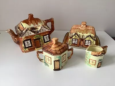Buy Price Kensington & Keele Pottery Ye Olde Cottage Teapot Set Kitsch Retro • 15£