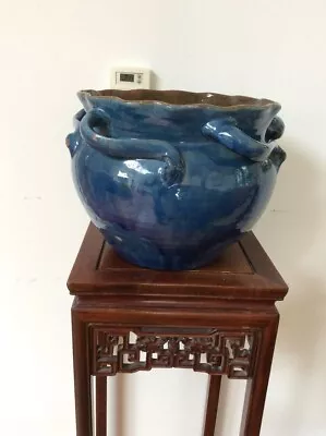 Buy 1898 C.h Brannam Signed Very Large Blue Glazed Jardiniere With Organic Handles • 395£