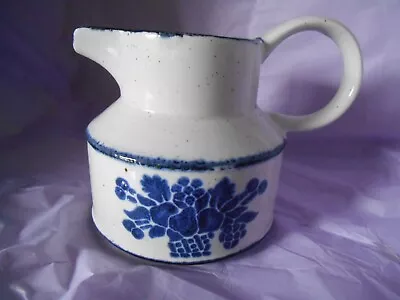 Buy Midwinter - Stoneware Country Blue Milk Jug Creamer Pitcher Vintage Fruit Basket • 15£