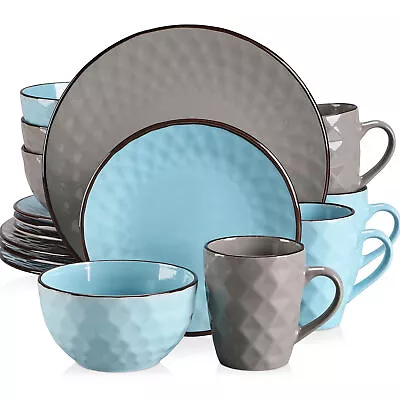 Buy Embossed Dinner Set 16Pc Dinnerware Tableware Set Plates Bowls Mug Service For 4 • 59.99£