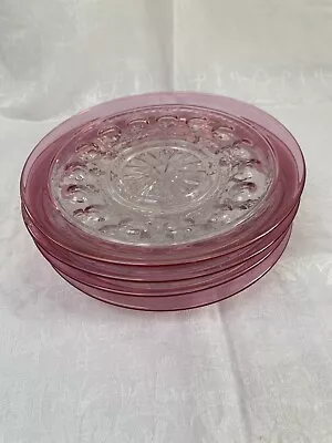 Buy Set Of 4 Indiana Cranberry Glass Kings Crown Thumbprint 19cm Salad/Side Plates • 30£