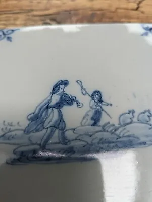 Buy Antique 19thC Blue Delft Tile, Shepherd Shepherdess Image, VGC For Age, Stunning • 42£