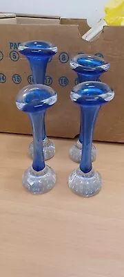 Buy Vintage Retro Scandinavian Art Glass Aseda Single Stem Blue Bud Vase Murano? X4 • 19.99£