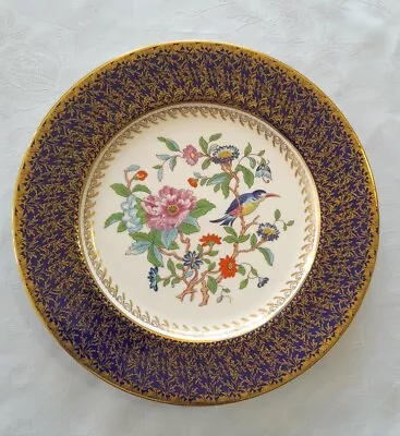 Buy Aynsley Pembroke Blue Gilded Cabinet Plate Bird  Flowers 10.5 Ins • 12.99£