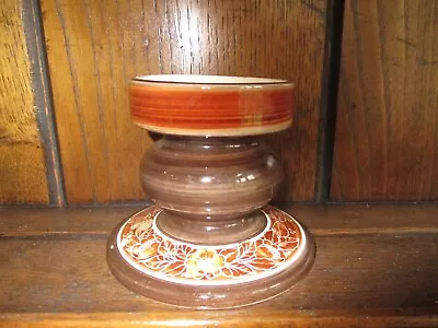 Buy 1970s Vintage Handpainted Jersey Pottery Ceramic Candle Holder Studio Brown • 5.99£
