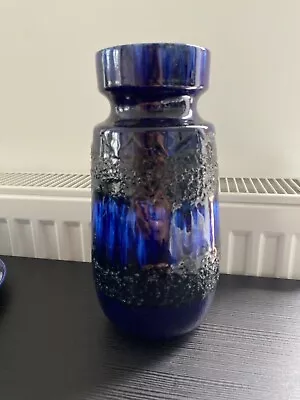 Buy Scheurich Vintage 242/22 Blue Black Fat Lava Vintage Vase Mid Century 1070s • 47£