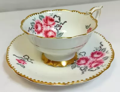 Buy Vintage ROYAL STAFFORD BONE CHINA 'Cameo Rose' Gold Edged Cup & Saucer • 4.99£