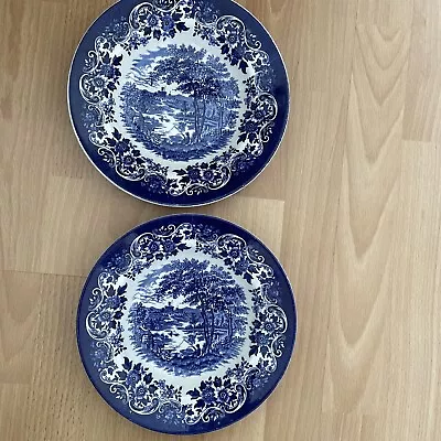 Buy Vintage 2 X Blue & White  Soup Bowls Ironstone Broadhurst Staffs  English Scene • 10£