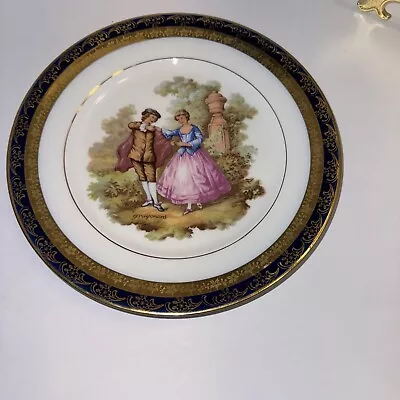 Buy Limoges France/Wm Guerin & Co Fragonard Courting Scene Cobalt/Gold Plate 1900s • 32.61£